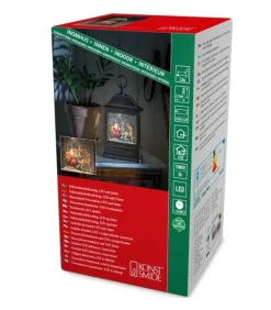 Lanterne À Neige A Led Avec Père Noël Dans Son Traineau, 25 Cm