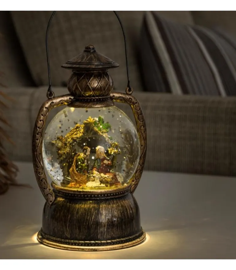 Lanterne À Neige, Crèche De Noël, 20 Cm