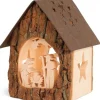 Lanterne Crèche De Noël Avec Figurines Ciselees, 14 Cm