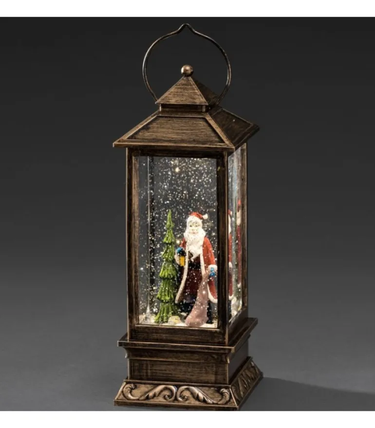 Lanterne De Noël À Neige Avec Père Noël, 27 Cm