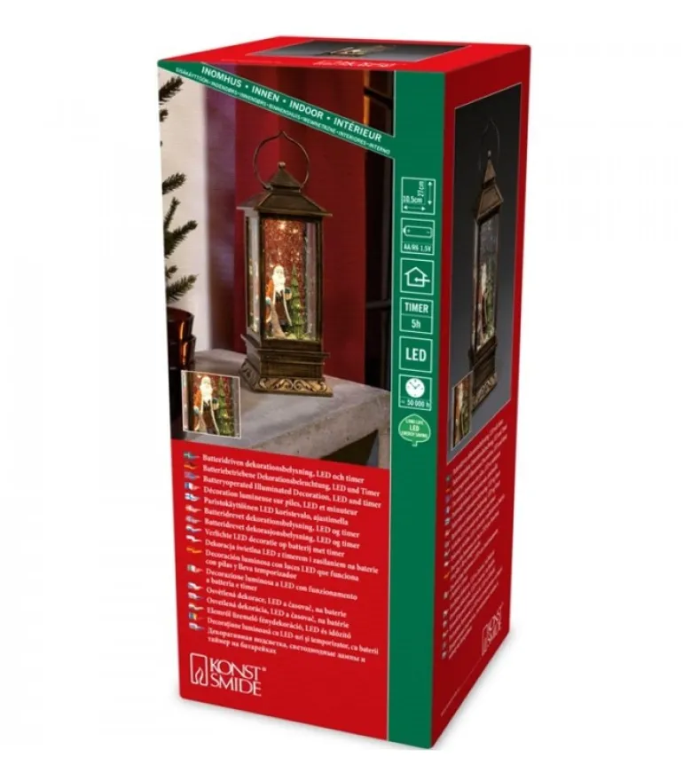 Lanterne De Noël À Neige Avec Père Noël, 27 Cm