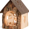 Lanterne Photophore En Bois Avec Cerf, 14 Cm