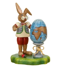 Lapin De Paques En Bois Ecolier Et Mappemonde