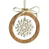 Pendentif En Bois D'Olivier 7Cm, Motif Cristal De Neige N°1