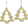 Pendentifs Sapin De Noël, Paillettes Dorees (Par 2)