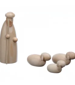 Personnage De Crèche, Berger Et Moutons, 6 Cm