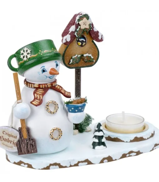 Personnage Porte Encens Bonhomme De Neige Avec Bougeoir