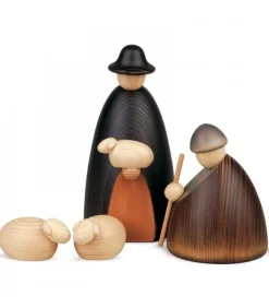 Personnages Grande Crèche De Noël : Bergers, Moutons Et Agneau, 17 Cm