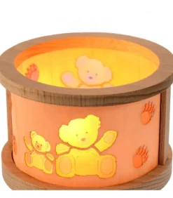 Petit Photophore En Bois, Famille Oursons
