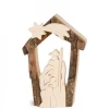 Petite Crèche De Noël En Ecorce 7,5 Cm, Avec Nativite En Bois D'Erable