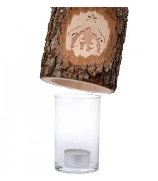 Photophore En Bois Cisele, Crèche De Noël Et Etoile
