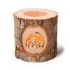 Photophore En Bois, Motifs Ciseles, Crèche De Noël Et Etoile Filante