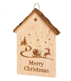 Plaque De Porte En Bois A Suspendre "Merry Christmas"