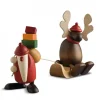 Père Noël En Bois Avec Elan Sur Luge
