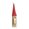Père Noël En Bois Avec Nez Rouge Et Bonnet En Feutre, 15 Cm