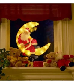 Père Noël Lumineux Sur La Lune