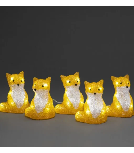 Renards Lumineux Acryliques Led Assis, Lot De 5, 12 Cm