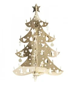 Sapin De Noël Dore Moderne En Metal, 12 Cm