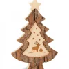Sapin De Noël En Bois Avec Gravure Cerf, 15 Cm