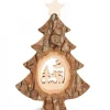 Sapin Noël En Bois Avec Elan Cisele, 18 Cm