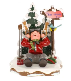 Skieur Au Repos - Village De Noël Miniature