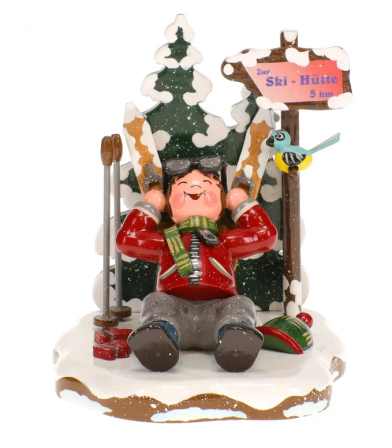 Skieur Au Repos - Village De Noël Miniature