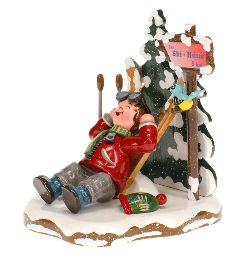Skieur Au Repos - Village De Noël Miniature