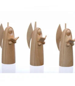 Trois Anges De Noël En Bois Pour Crèche, 6 Cm