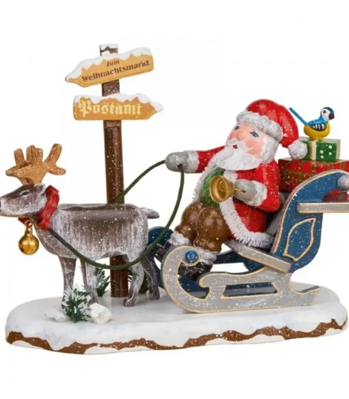 Village De Noël Miniature, Père Noël Sur Traineau Et Rennes